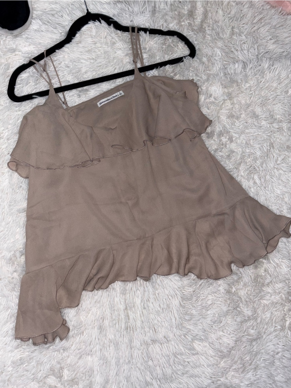 Abercrombie & Fitch Taupe Ruffle Cami Top